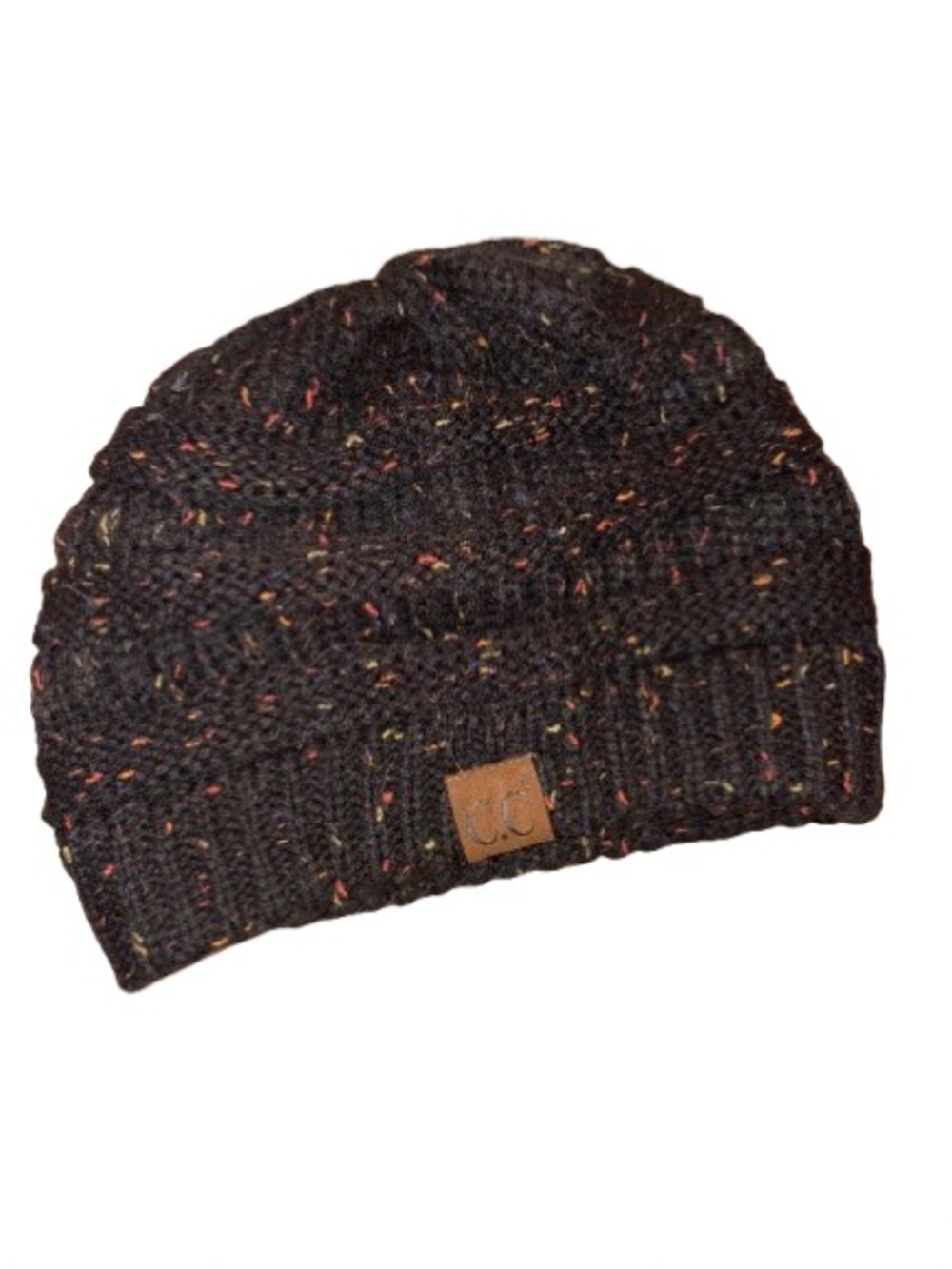 C.C Black Knit Beanie with Multicolor Flecks